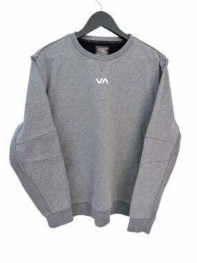 RVCA Grey VA Essential Sweatshirt Crewneck Minimal Streetwear Logo pullover l
